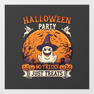 Halloween Party No Tricks Just Treats Ghost Moon P Window Cling