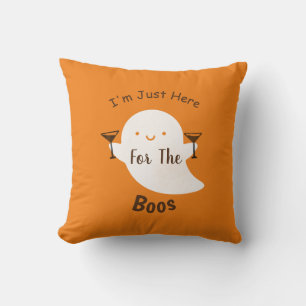 Halloween Party Orange Boo Ghost Throw Pillow
