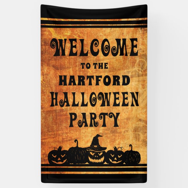 Halloween Party Personalized Welcome Banner (Vertical)