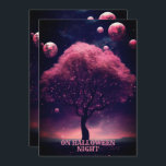 Halloween Party Pink Tree Red Moon Dark Night Invitation<br><div class="desc">Halloween Party Pink Tree Red Moon Dark Night Invitation. Unique,  beautiful,  stylish design. Easy to be personalized. Font style,  size and colours can be changed. Matching items are available.</div>