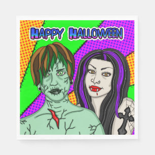 Halloween Party   Pop Art zombie Vampire  Napkin