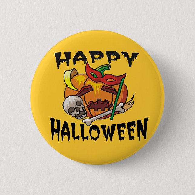 Halloween Party Pumpkin Button (Front)