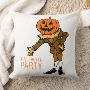 Halloween Party Pumpkin Guy Clip Art, Halloween Throw Pillow