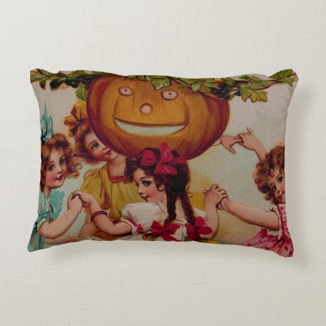 Halloween Party Pumpkin vintage Accent Pillow (Back)