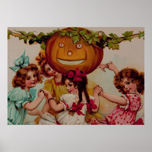Halloween  Party Pumpkin Vintage Art Poster (Front)