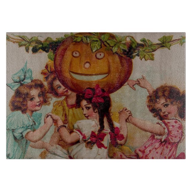 Halloween Party Pumpkin vintage Cutting Board (Front)
