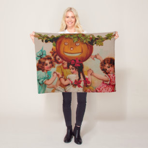 Halloween Party Pumpkin vintage Fleece Blanket