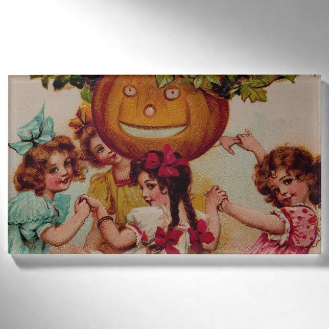 Halloween Party Pumpkin vintage Name Tag (Front)