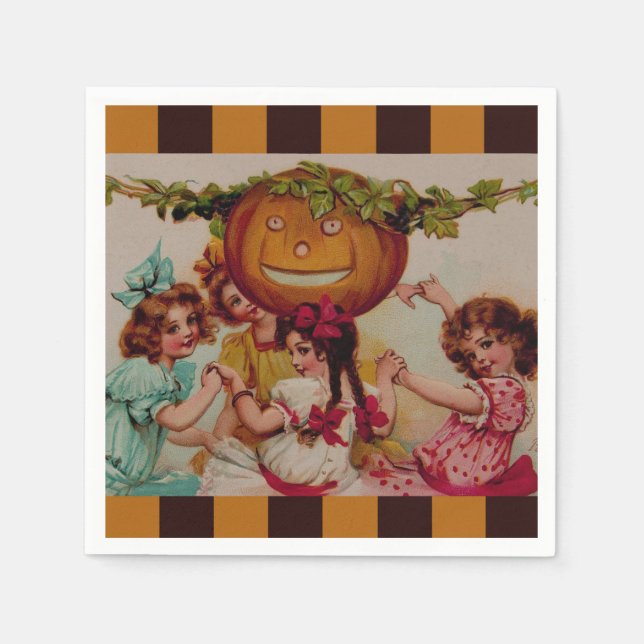 Halloween Party Pumpkin vintage Napkin (Front)
