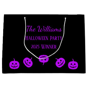 Halloween Party Purple Pumpkins Large Gift Bag