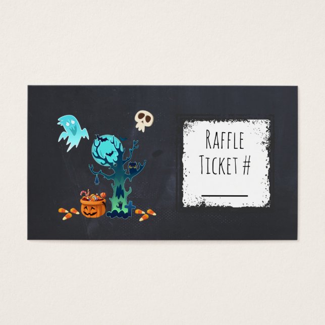 Halloween Party Raffle Ticket Spooky Illustration (Front)