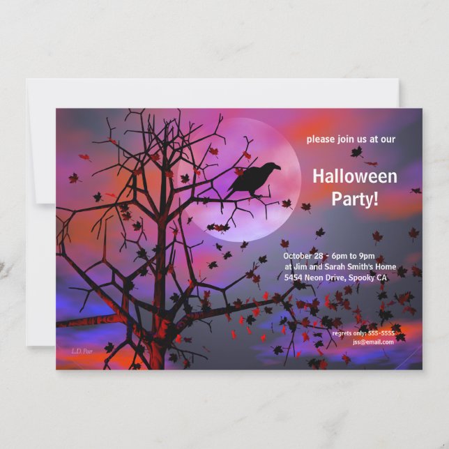 Halloween Party Raven Night Invitation (Front)