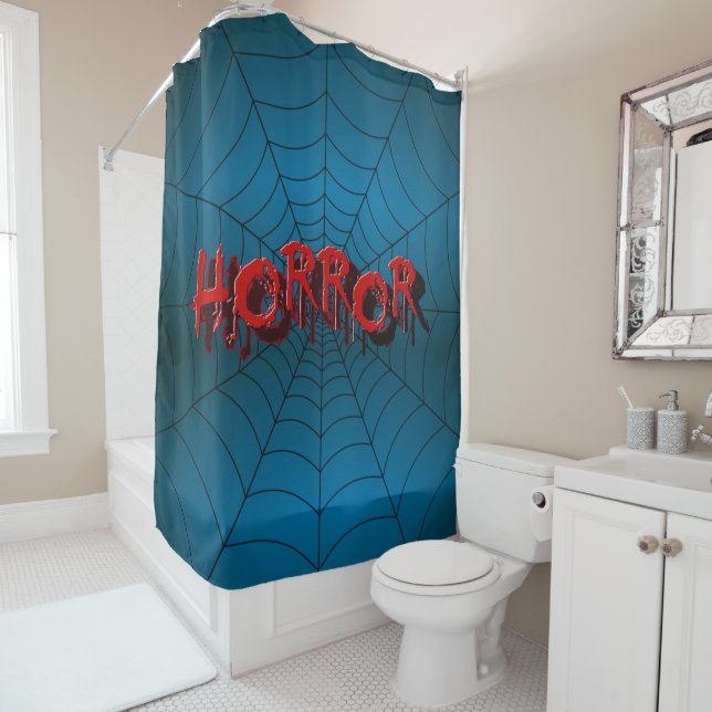 Halloween Party Red Horror Spider Web Blue Scary (In Situ)