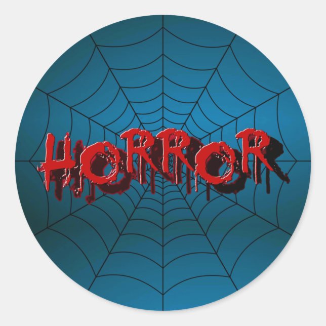 Halloween Party Red Horror Spider Web Blue Scary Classic Round Sticker (Front)