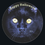 Halloween Party Scary Black Cat Horror Night Classic Round Sticker<br><div class="desc">Halloween Party Scary Black Cat Horror Night Classic Round Sticker. Unique,  beautiful,  stylish design. Easy to be personalized. Font style,  size and colours can be changed. Matching items are available.</div>