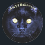 Halloween Party Scary Black Cat Horror Night Classic Round Sticker<br><div class="desc">Halloween Party Scary Black Cat Horror Night Classic Round Sticker. Unique,  beautiful,  stylish design. Easy to be personalized. Font style,  size and colours can be changed. Matching items are available.</div>