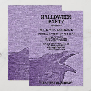 Halloween Party Scary Craw Purple Spooky Invitation