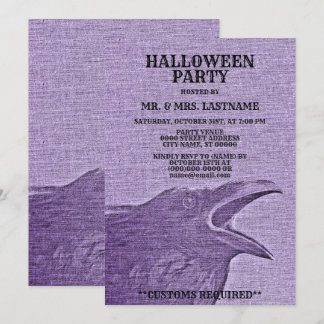 Halloween Party Scary Craw Purple Spooky Invitation