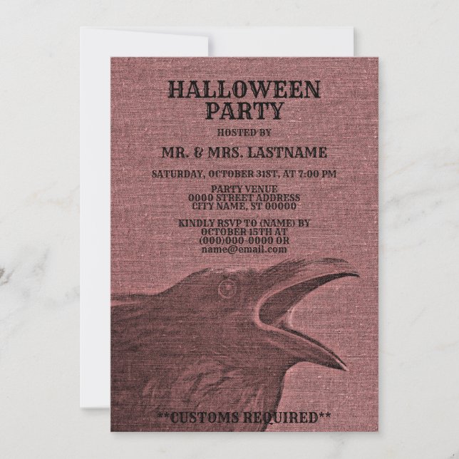 Halloween Party Scary Craw Raspberry Red Spooky Invitation (Front)