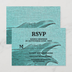 Halloween Party Scary Craw Teal Spooky RSVP Card