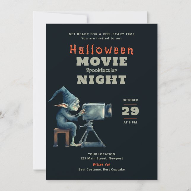 Halloween Party Scary Movie Night Ghoul Gremlin Invitation (Front)