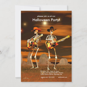 Halloween Party Skeleton Musicians Invitation