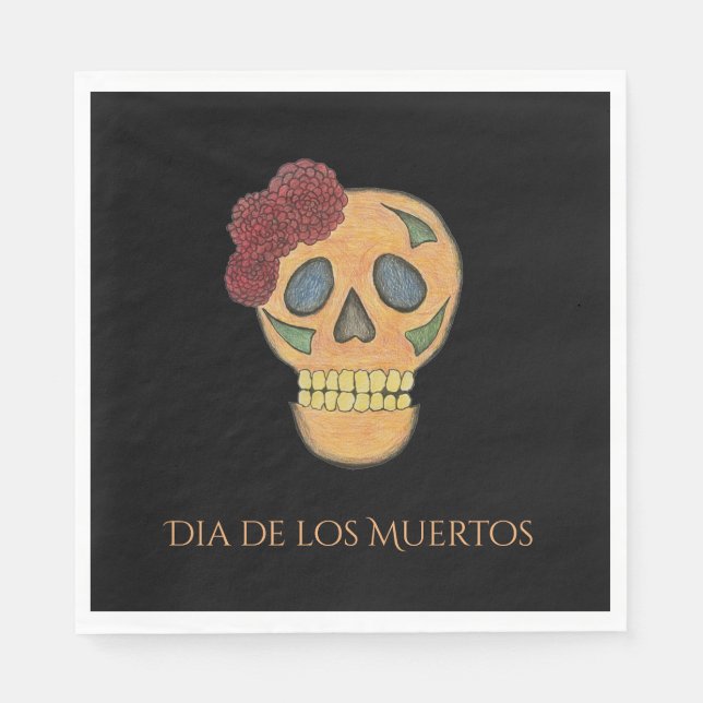 Halloween Party Skull Day of the Dead Fiesta Napkin (Front)