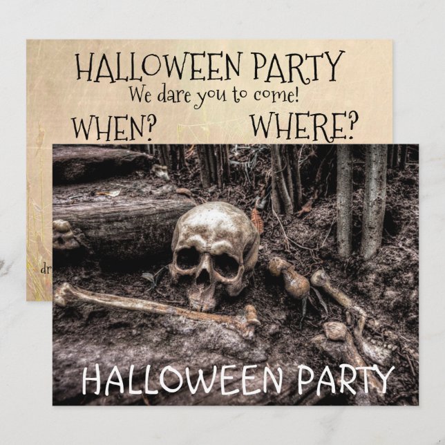 Halloween Party Skull Invitation Personalized (Front/Back)