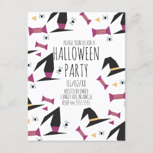 Halloween Party Spider Witch Hat Candy  Postcard