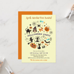 Halloween Party Spooktacular Icons Trick Treat Invitation