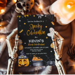 Halloween Party Spooky Celebration Birthday Invitation<br><div class="desc">Set the tone for a thrilling celebration with our **Halloween Party Spooky Celebration Birthday Invitation**. Perfect for a Halloween-themed birthday bash, this invitation features spooky elements like ghosts, bats, and pumpkins, creating a fun yet eerie vibe for your event. With its bold design and festive colours, this invite captures the...</div>