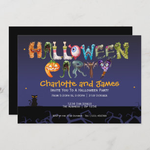 Halloween Party Spooky Typography Personalized Invitation