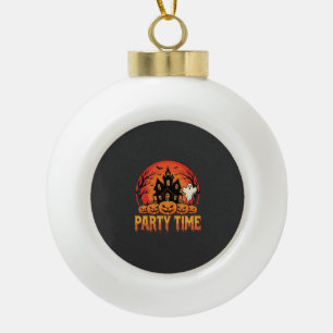 Halloween Party Time Ghost Pumpkin Design_1 Ceramic Ball Christmas Ornament