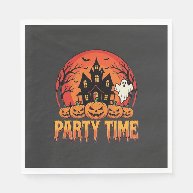 Halloween Party Time Ghost Pumpkin Design_1 Napkin (Front)