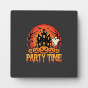 Halloween Party Time Ghost Pumpkin Design_1 Plaque