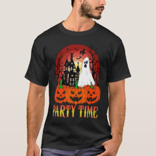 Halloween Party Time  Ghost Pumpkin Haunted House  T-Shirt