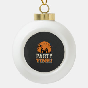 Halloween Party Time Witch Cauldron Design_1 Ceramic Ball Christmas Ornament