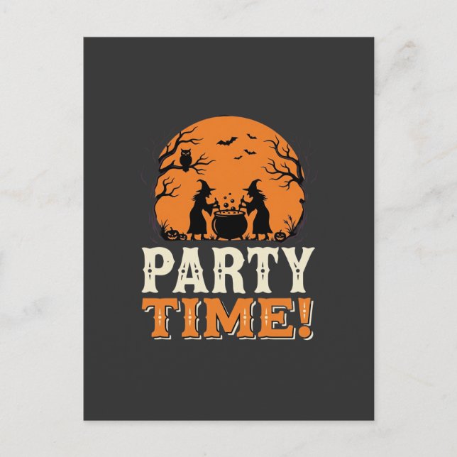 Halloween Party Time Witch Cauldron Design_1 Postcard (Front)