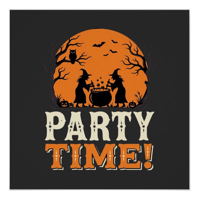 Halloween Party Time Witch Cauldron Design_1 Poster (Front)