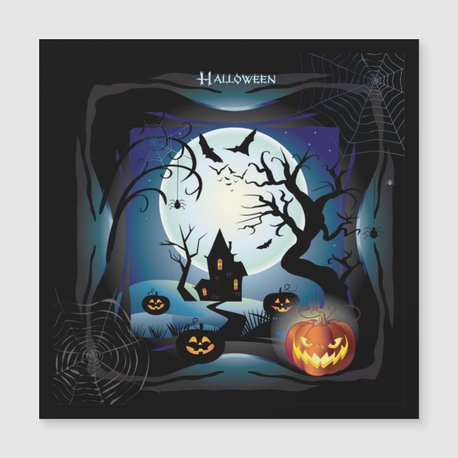 Halloween Party "Treat or Trick" magnetic card (Front)
