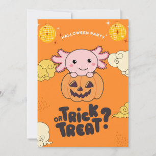 Halloween Party Trick Or Treat Axolotl Pumkin Holi Holiday Card