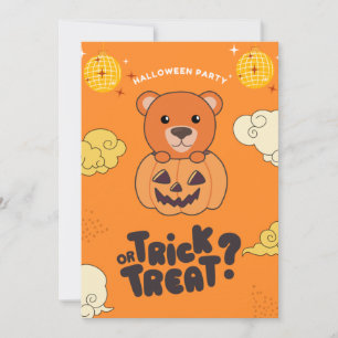 Halloween Party Trick Or Treat Bear Pumkin Holiday Card
