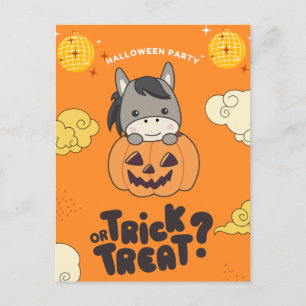 Halloween Party Trick Or Treat Donkey Pumkin Holid Holiday Postcard