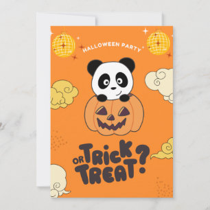 Halloween Party Trick Or Treat Panda Pumkin Holida Holiday Card