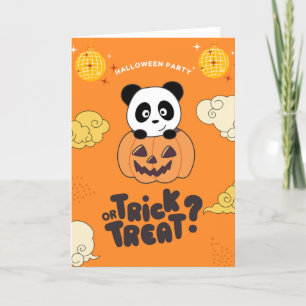 Halloween Party Trick Or Treat Panda Pumkin Holida Holiday Card