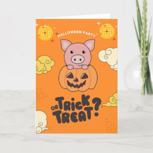 Halloween Party Trick Or Treat Pig Pumkin Holiday  Card