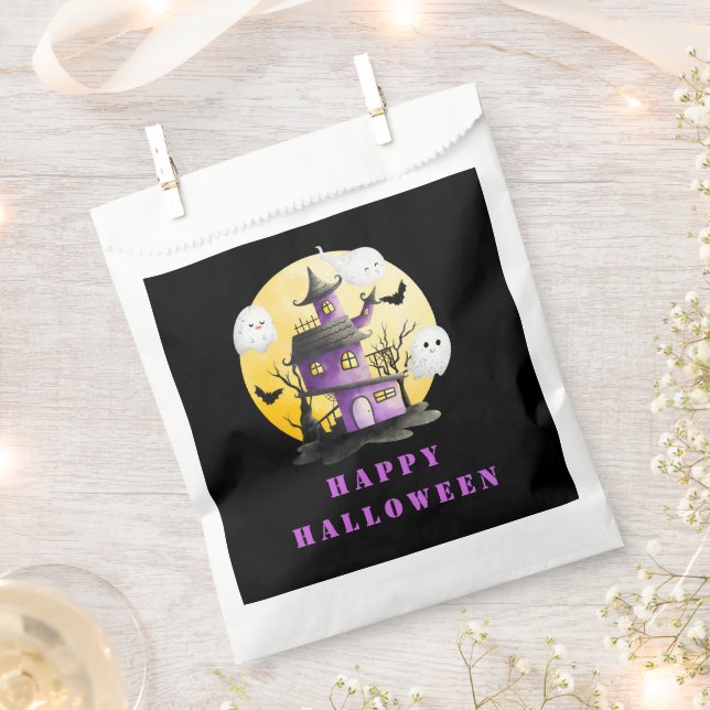 Halloween Party with Haunted House and Ghosts Favour Bag (Clipped)