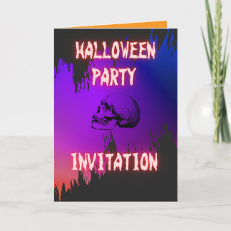 Halloween party with skeleton illustrations invitation