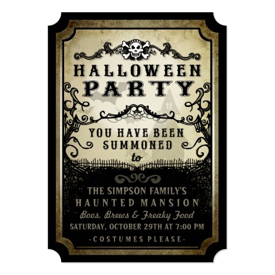 Halloween Party You Have Been Summoned Black & Tan Card