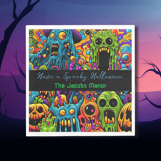 Halloween Party | Zombie and Monsters Personalized Napkin (Creator Uploaded)